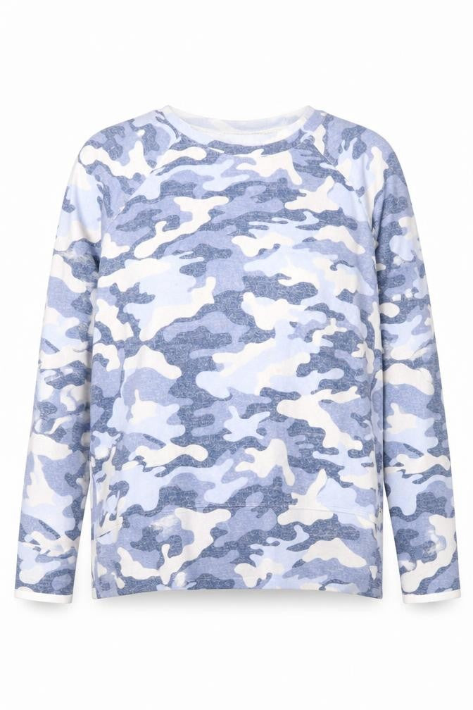 Calvin Klein Women's Blue Camo Sweatshirt L - Pullover