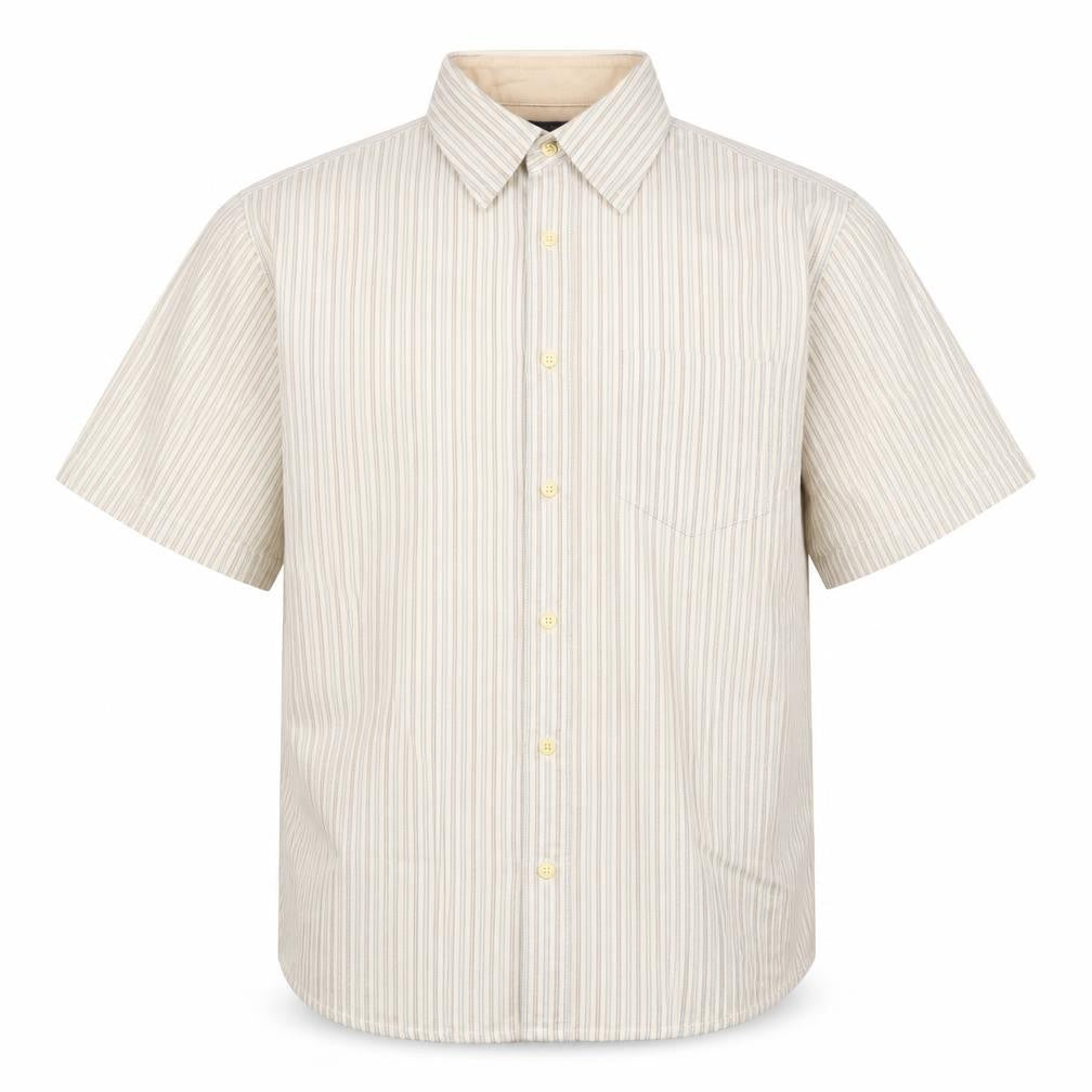 Dockers Men's Beige Striped Short Sleeve Shirt M