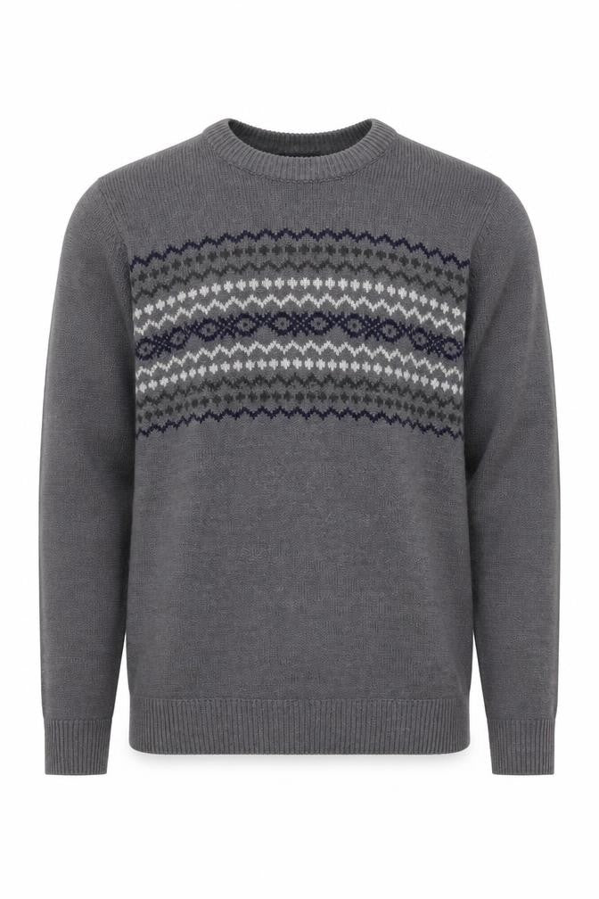 James Pringle Men's Grey Fair Isle Pullover Jumper S