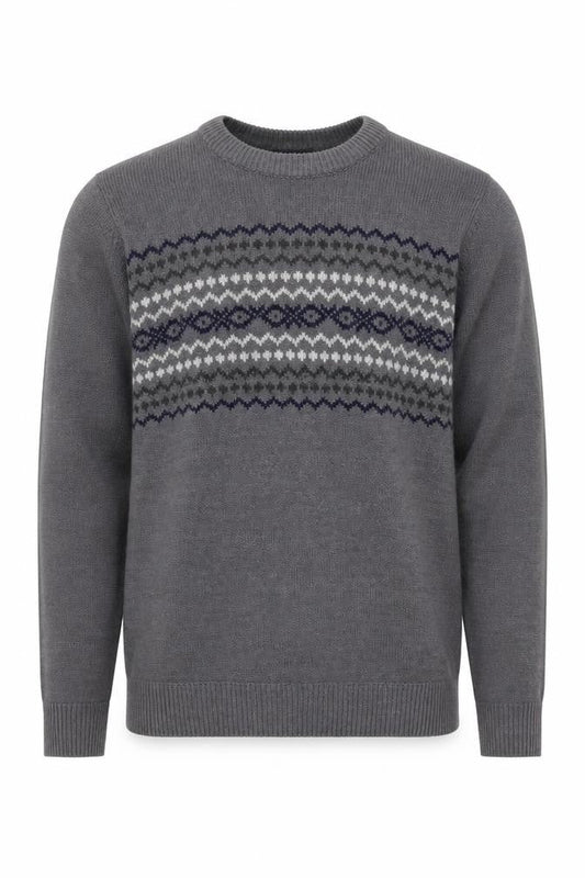 James Pringle Men's Grey Fair Isle Pullover Jumper S