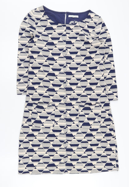 Additional front view of White Stuff Geometric Shift Dress Blue, size 10