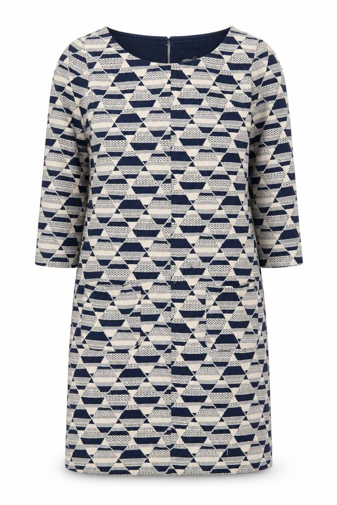 White Stuff Geometric Shift Dress Blue Size 10