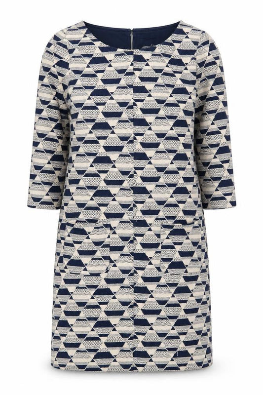 White Stuff Geometric Shift Dress Blue Size 10