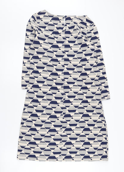 Back view of White Stuff Geometric Shift Dress Blue, size 10