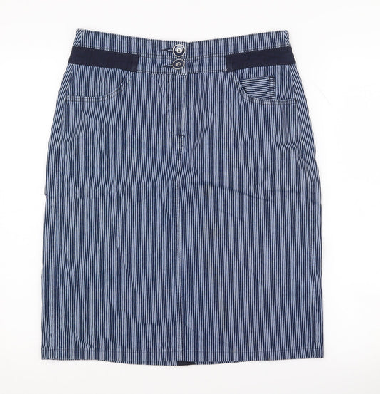 Viyella Women's Blue Striped Pencil Skirt Size 10