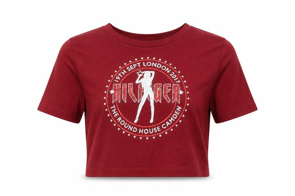 Tommy Hilfiger Women's Red Crop T-Shirt, Size Medium