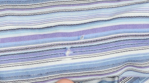 Jeff Banks Men's Blue Striped Button-Up Shirt L
