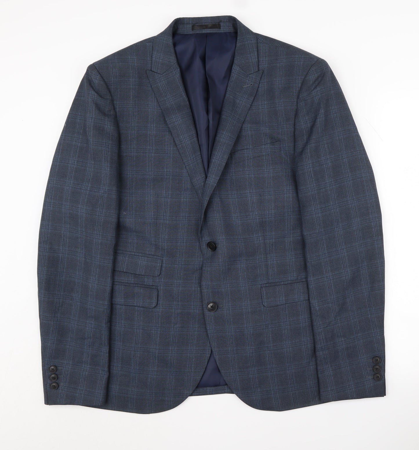 Next Men's Blue Plaid Blazer Jacket 42R