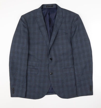 Next Men's Blue Plaid Blazer Jacket 42R