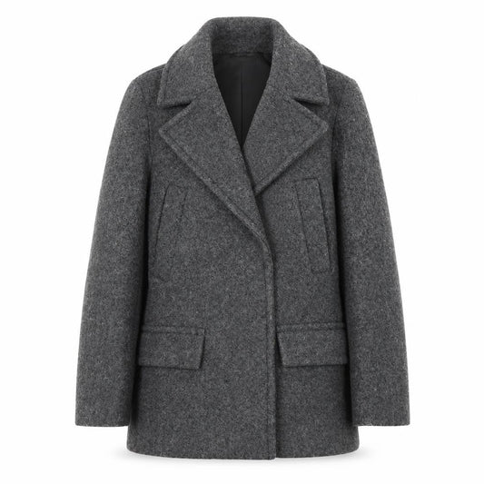 H&M Women's Grey Coat - Size 4, Lined, Autumn/Winter Ready