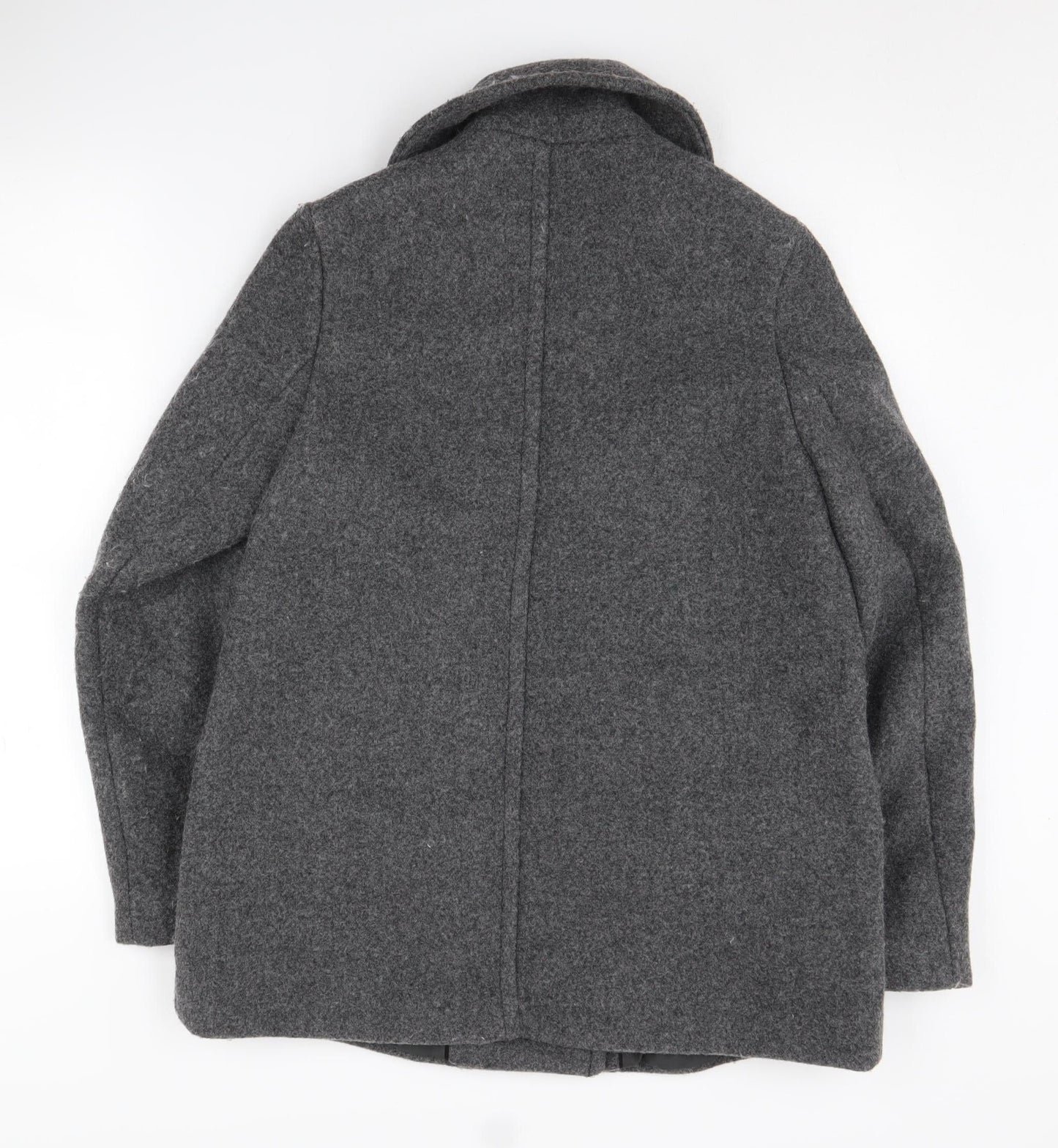 H&M Women's Grey Coat - Size 4, Lined, Autumn/Winter Ready