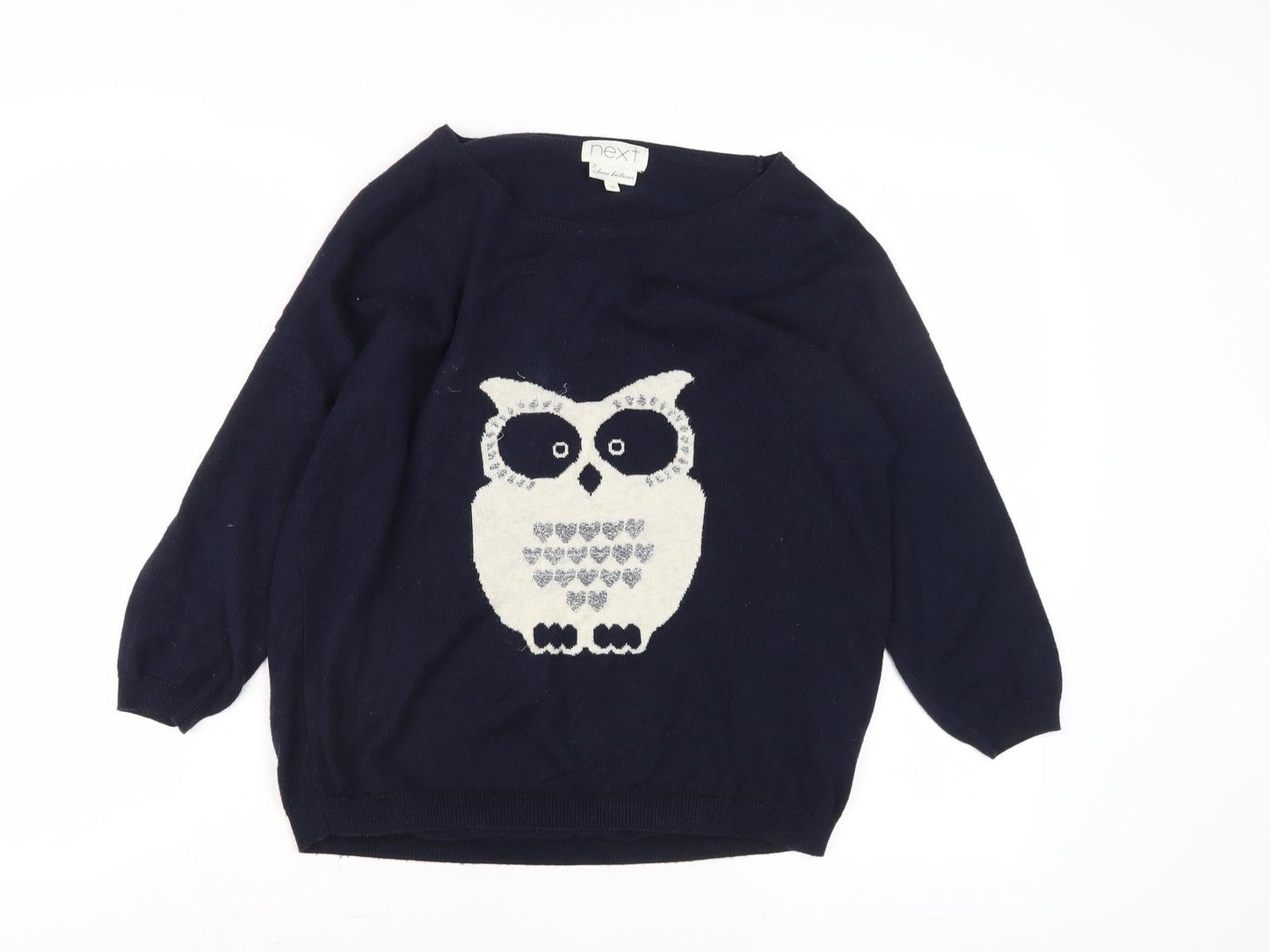 Next Women's Navy Blue Owl Pullover Jumper Size 10