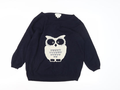 Next Women's Navy Blue Owl Pullover Jumper Size 10