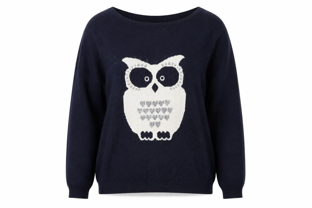 Next Women's Navy Blue Owl Pullover Jumper Size 10