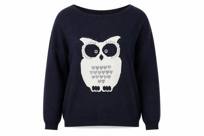 Next Women's Navy Blue Owl Pullover Jumper Size 10