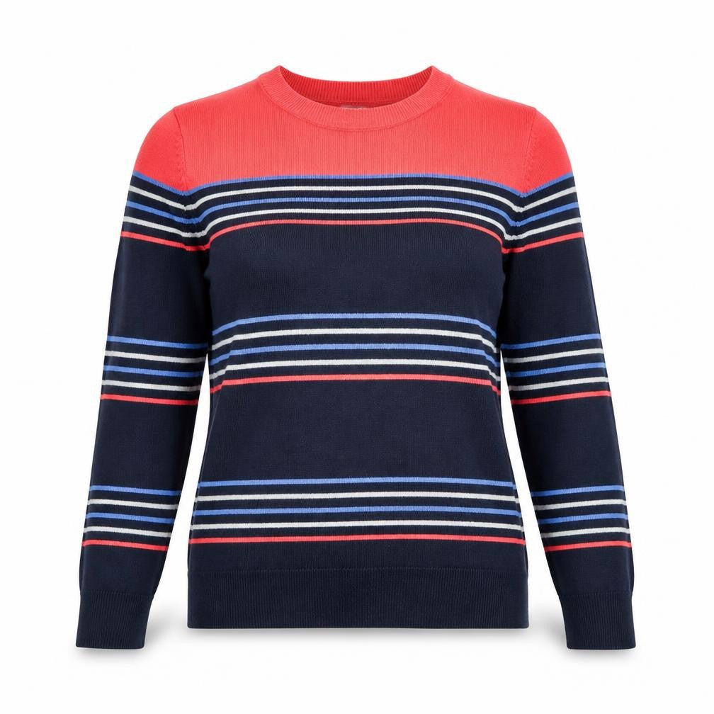 M&Co Women's Red/Blue Striped Pullover Jumper UK 14