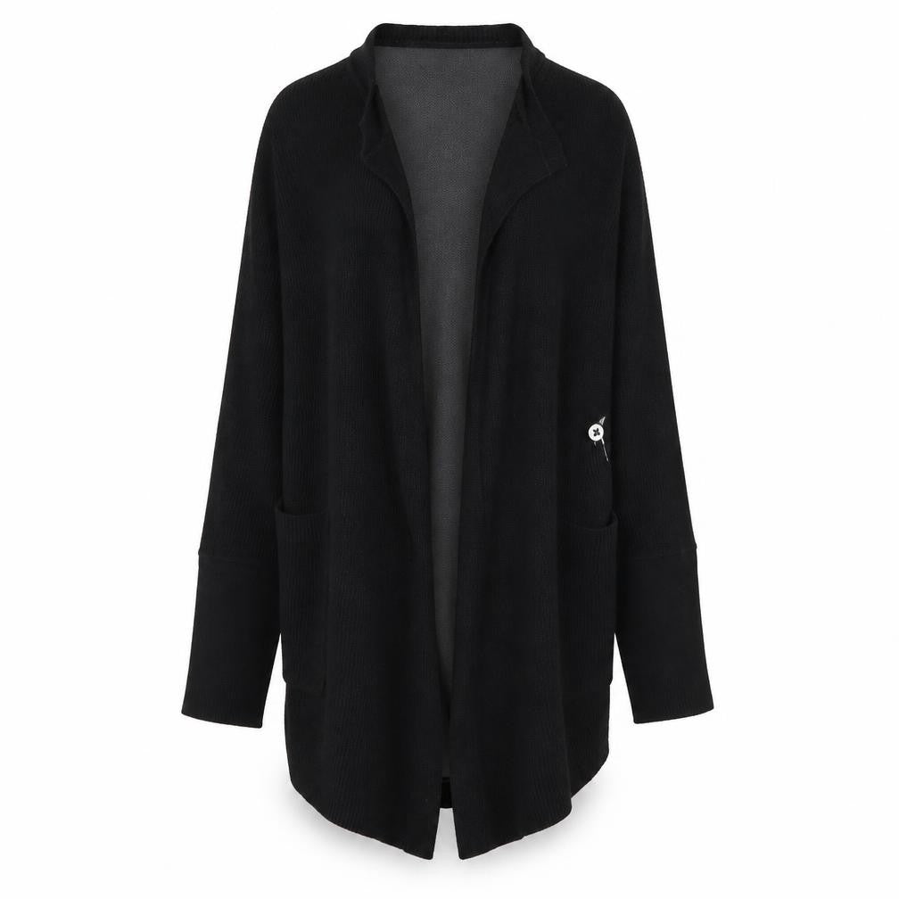 Diesel Women's Black Open Front Cardigan Medium Regular Fit