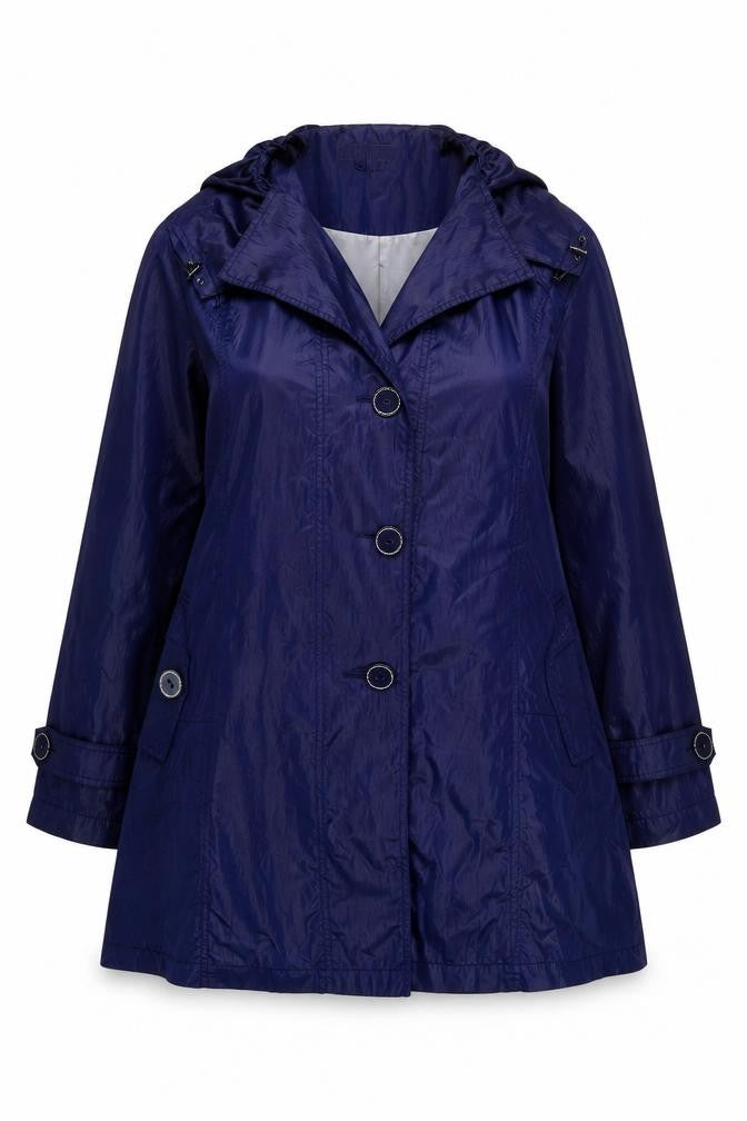 Simon Jeffery Women's Blue Long Nylon Coat, Size 18