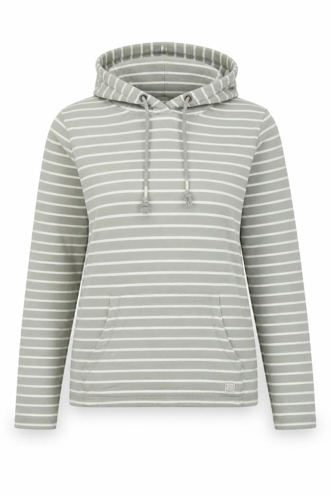 Fat Face Women's Grey Striped Pullover Hoodie, S