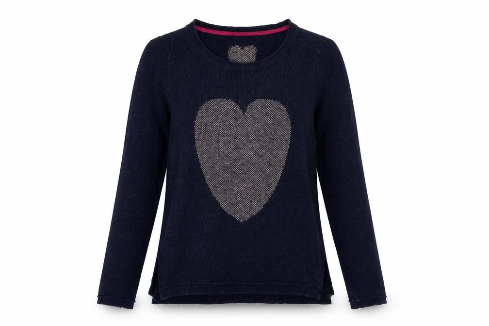 White Stuff Women's Blue Heart Jumper, Size 8, Casual Style