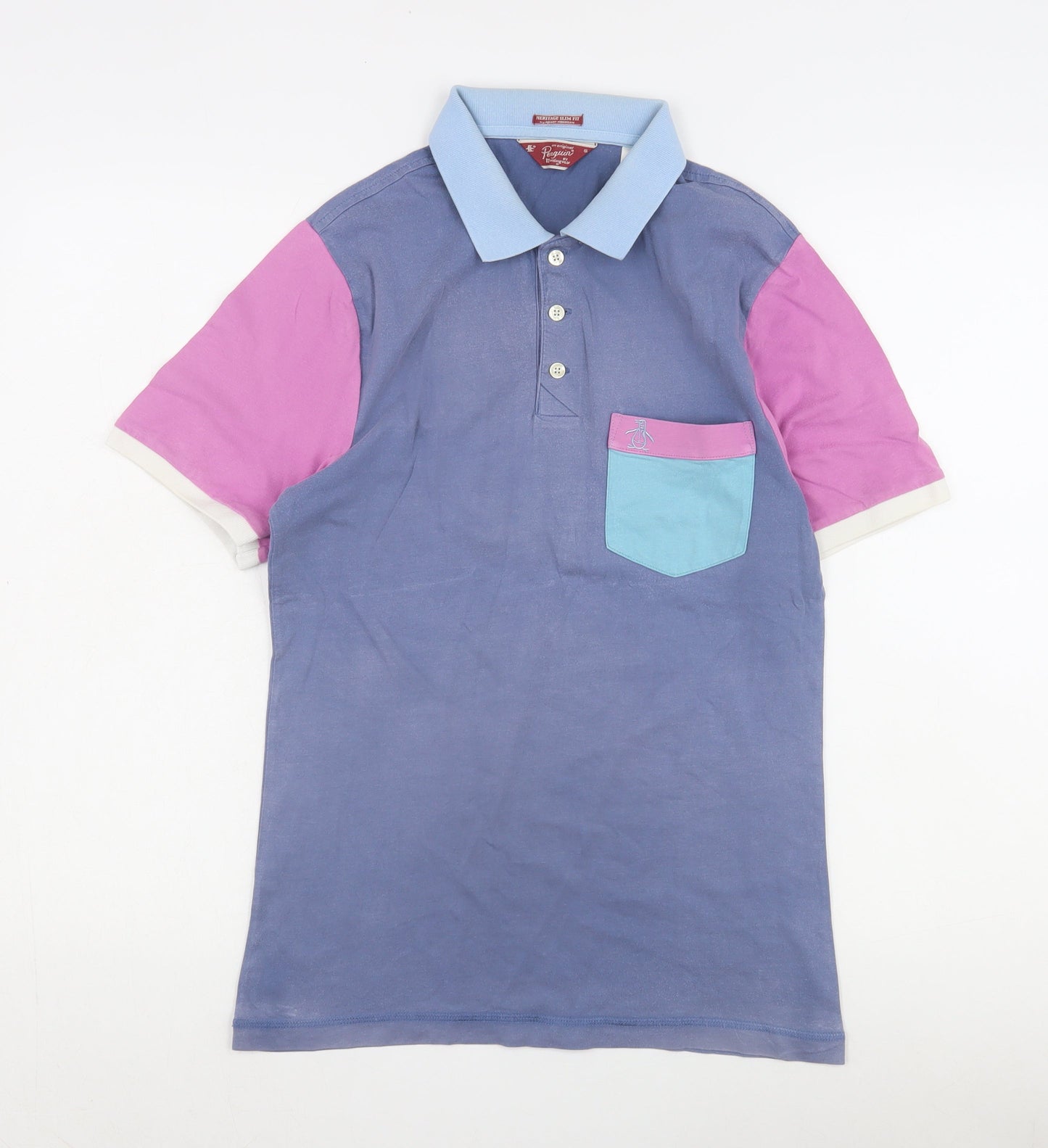 Original Penguin Men's Blue Colourblock Polo Shirt