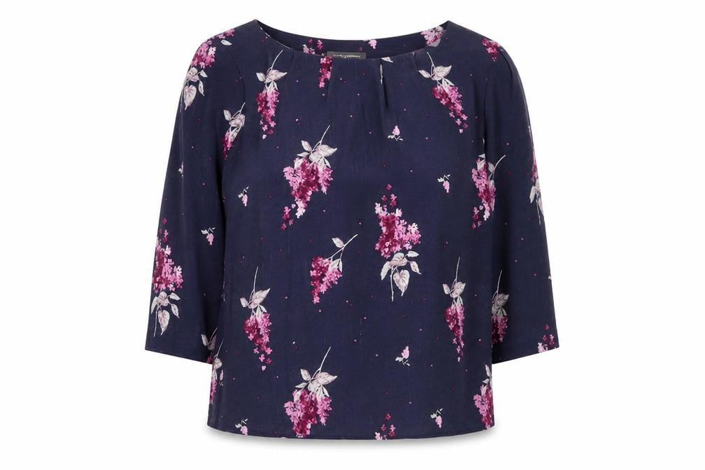 Laura Ashley Women's Blue Floral Blouse Size 2