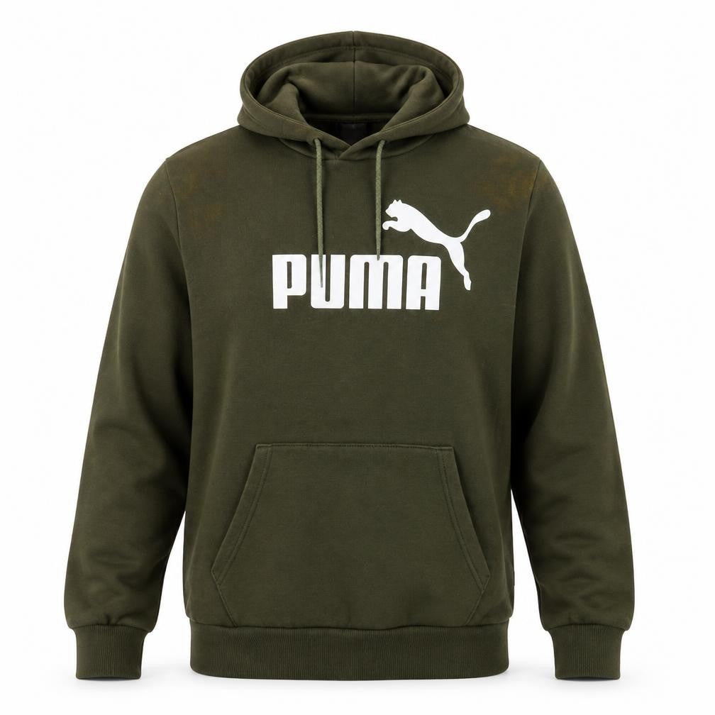 Puma Men's Green Hoodie M - Logo, Fleece Pullover