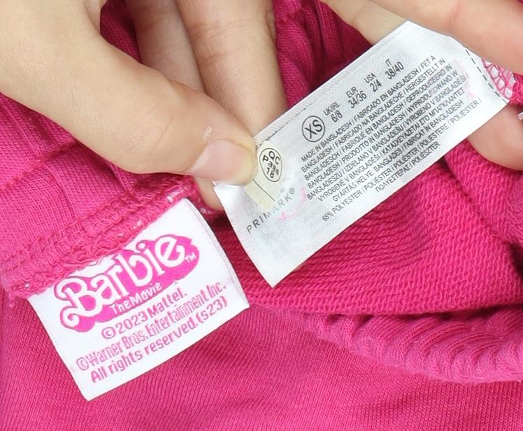 Barbie Women's Pink XS Jersey Logo Casual Shorts