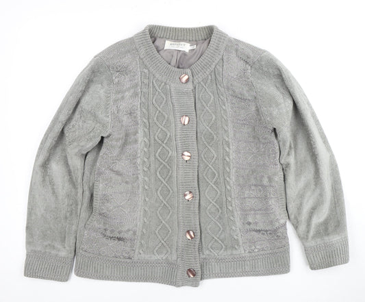 Reflect Women's Grey Cable-Knit Cardigan, Size L