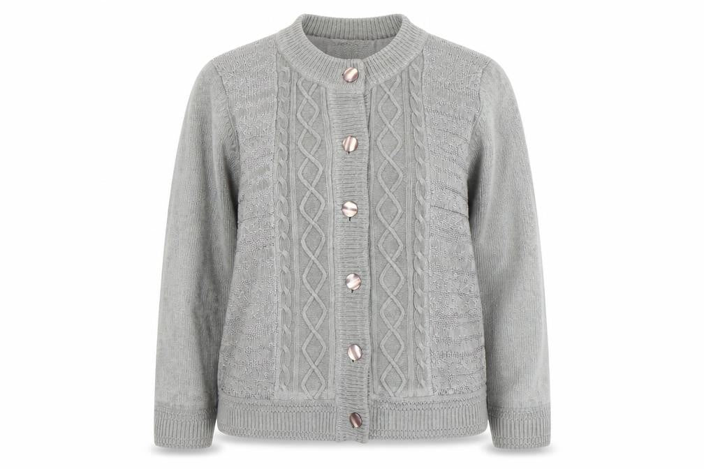 Reflect Women's Grey Cable-Knit Cardigan, Size L