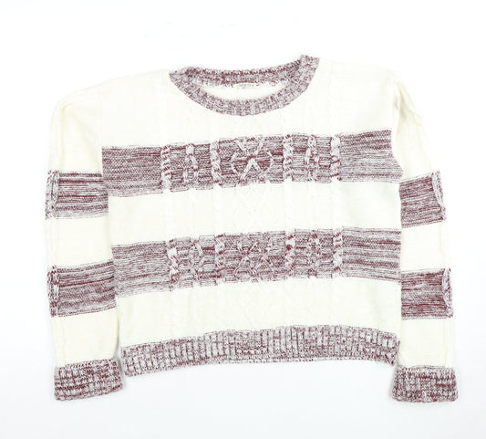 Soulcal & Co Women's Multicoloured Striped Cable-Knit Jumper
