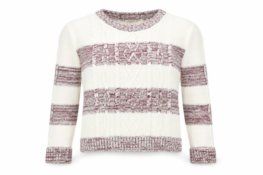 Soulcal & Co Women's Multicoloured Striped Cable-Knit Jumper