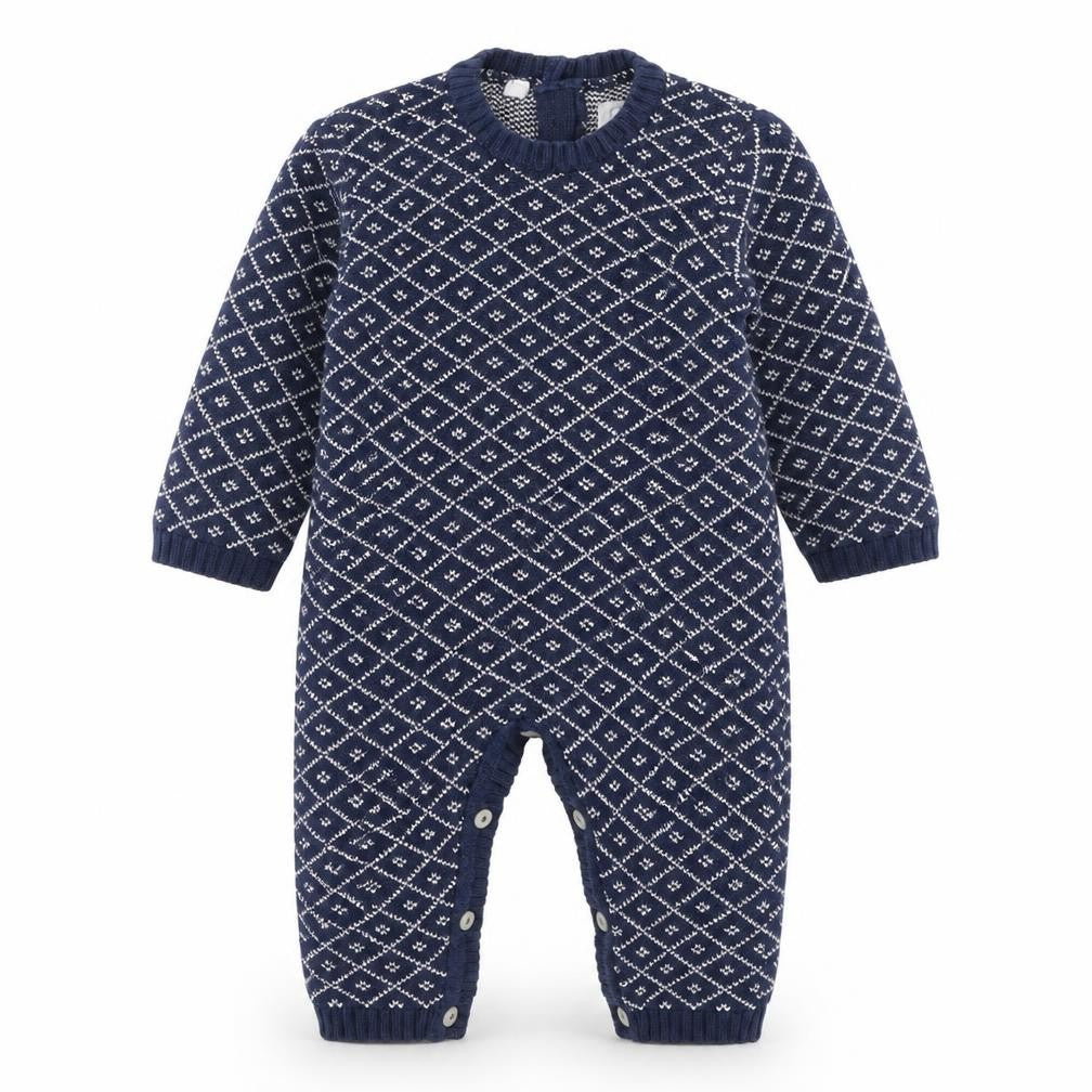 Emile et Rose Unisex Blue Knit Babygrow, 3-6 Months