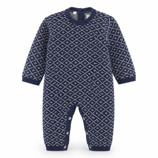 Emile et Rose Unisex Blue Knit Babygrow, 3-6 Months
