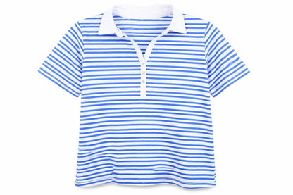 Paramour Women's Blue Striped Polo Shirt M Basic