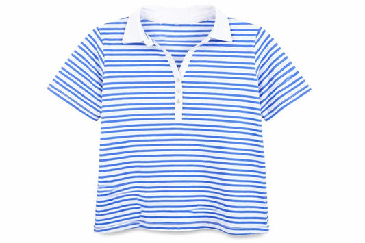 Paramour Women's Blue Striped Polo Shirt M Basic