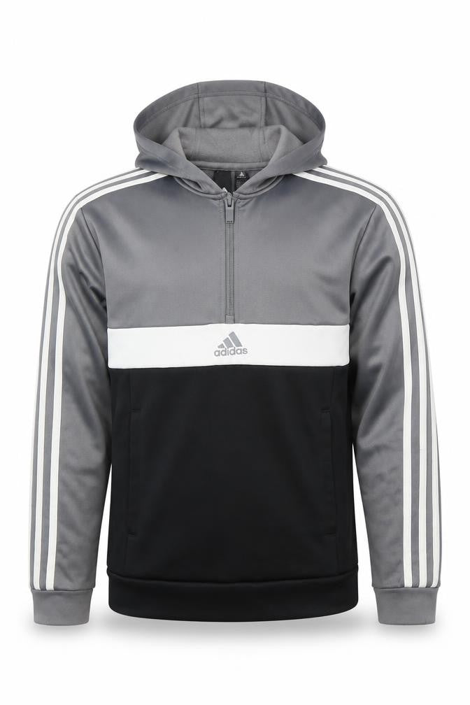 Adidas Boys Grey and Black Pullover Hoodie, M
