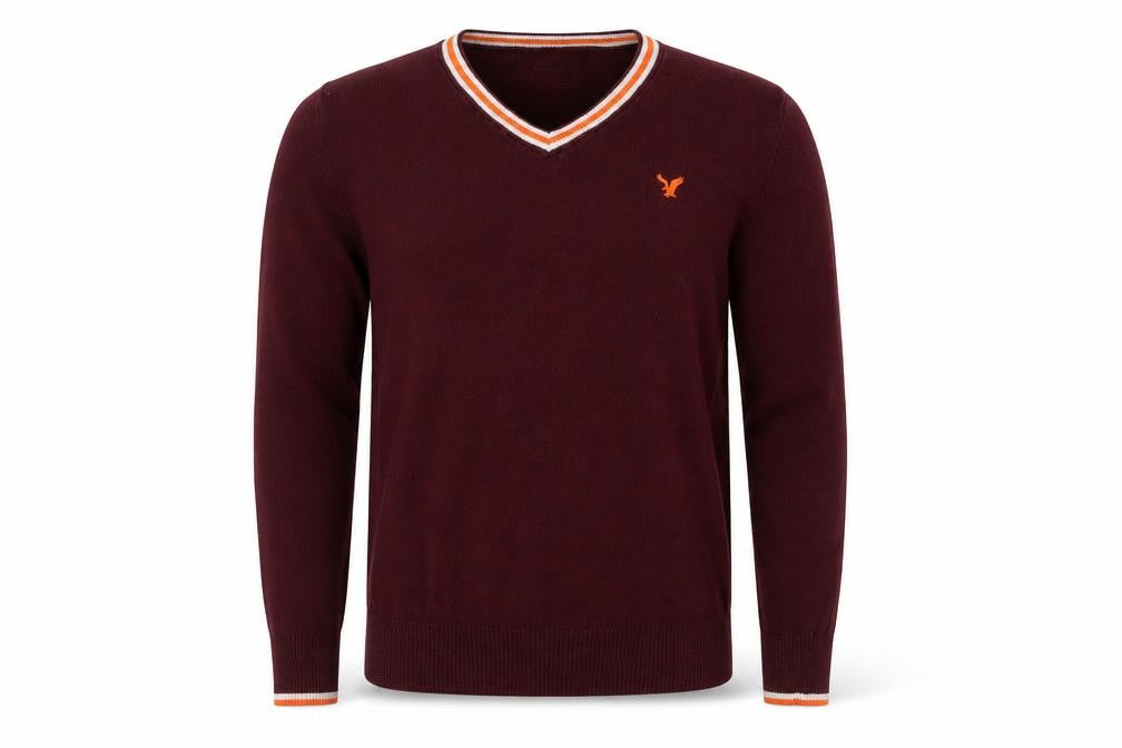 American Eagle Men's Red V-Neck Pullover Jumper S