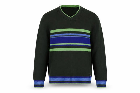 Tommy Hilfiger Men's Green L Striped Pullover Jumper