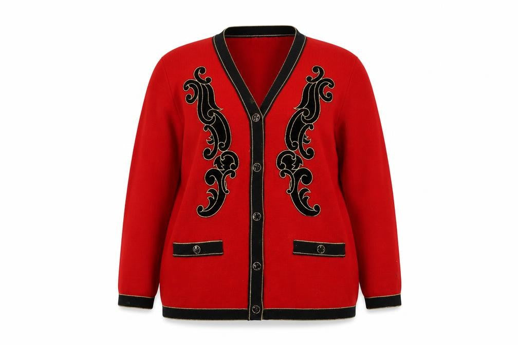 Grazia Women's Red Cardigan V-Neck Size 14