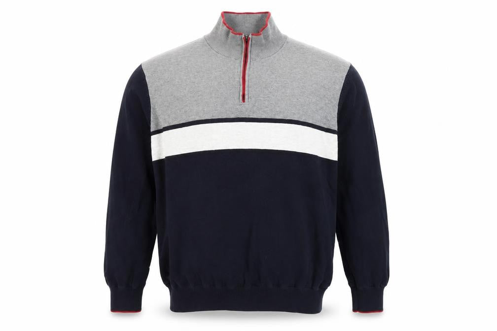 XL Grey & Black 1/2 Zip Cotton Men's Jumper - Marks & Spencer