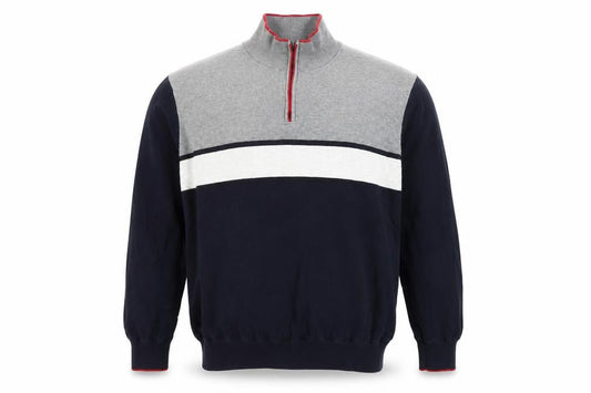 XL Grey & Black 1/2 Zip Cotton Men's Jumper - Marks & Spencer