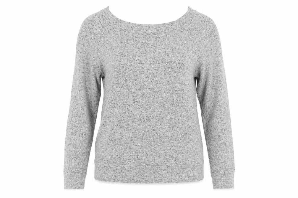 Grey V-Neck Women's Knit Sweater - Size 12