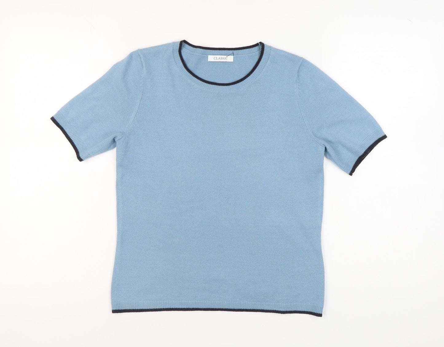 Marks and Spencer Women's Blue Round Neck Jumper Size 8