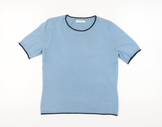 Marks and Spencer Women's Blue Round Neck Jumper Size 8
