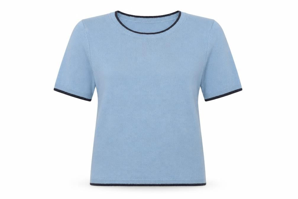Marks and Spencer Women's Blue Round Neck Jumper Size 8