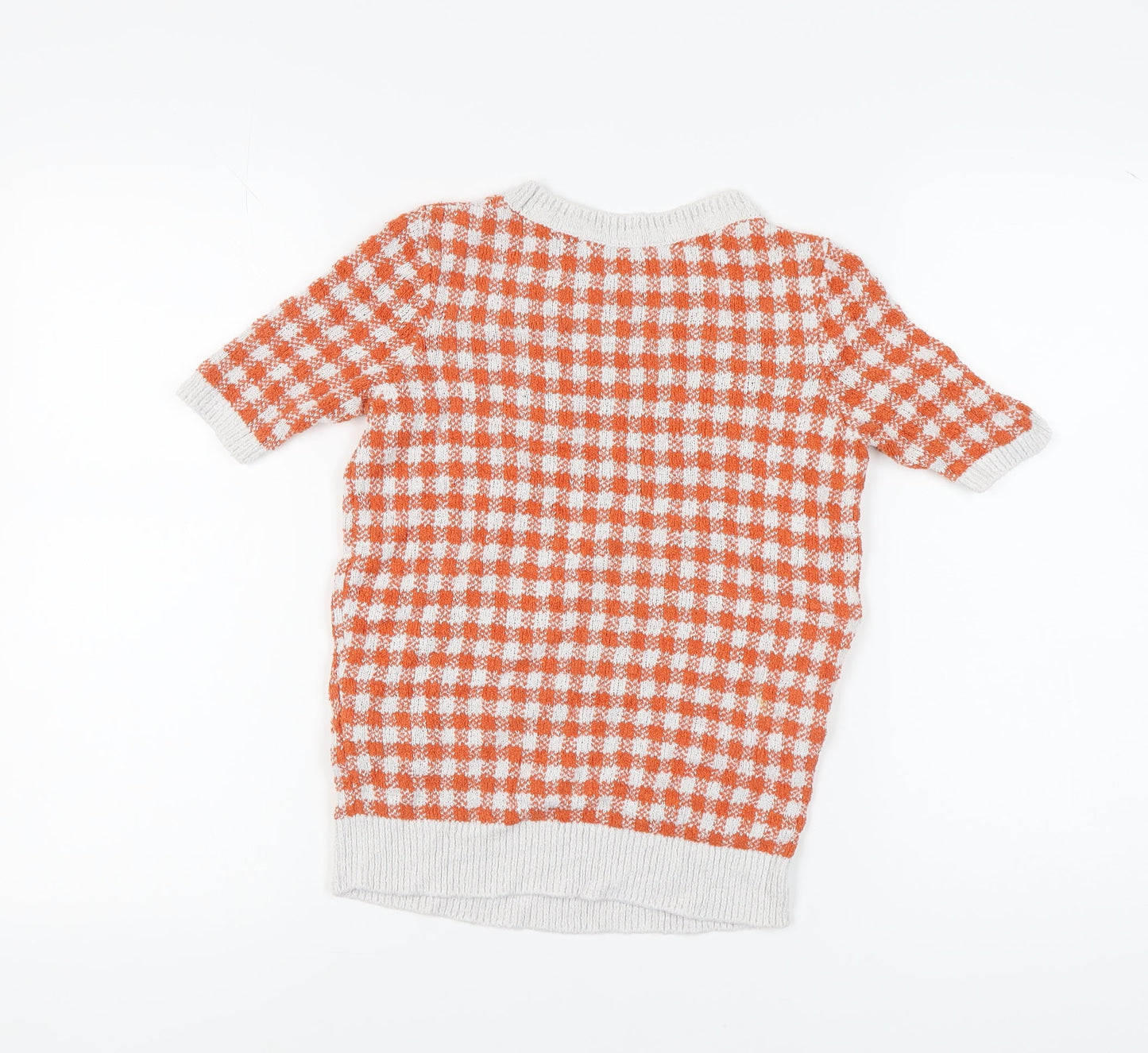 Marks and Spencer Women's Orange Checked Knit Pullover, Size 6