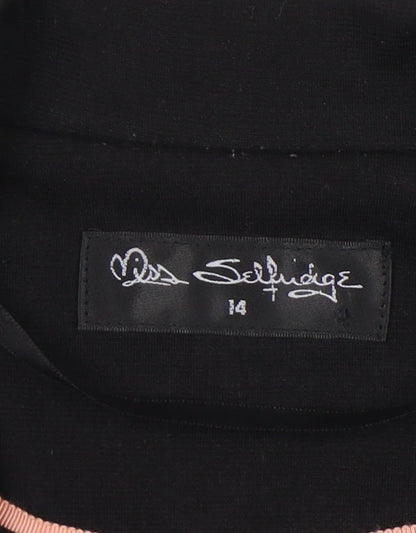 Brand and care label for Miss Selfridge Women's Black Blazer, size 14