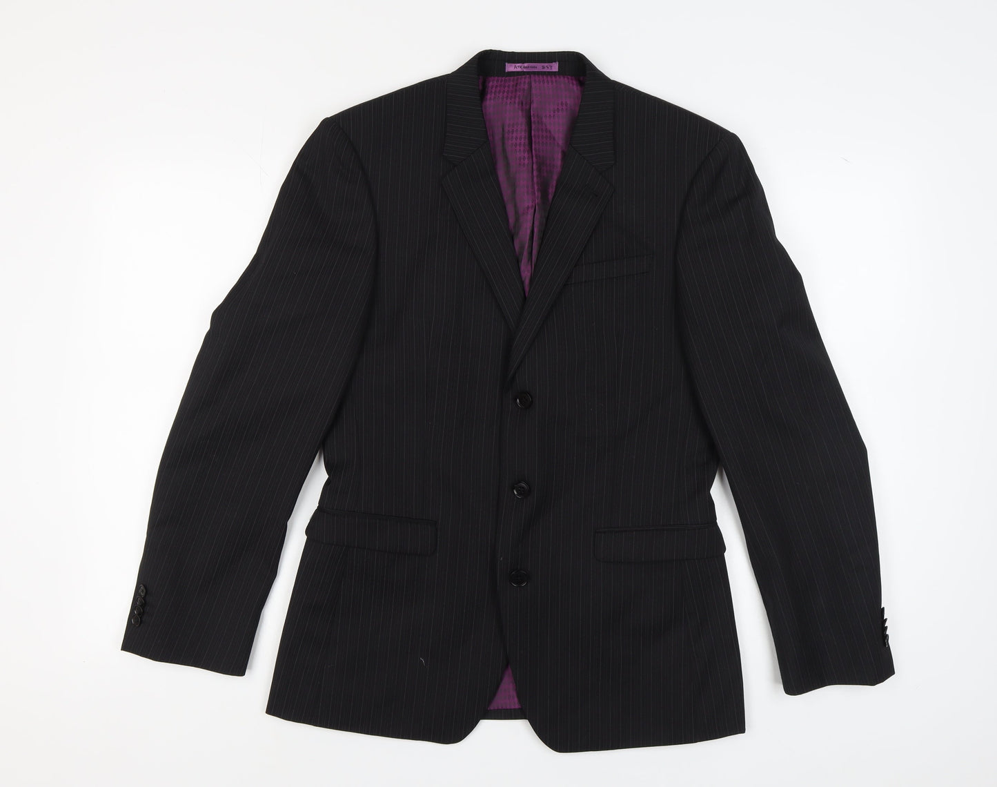 Next Men's Black Striped Wool Blazer Size 38R