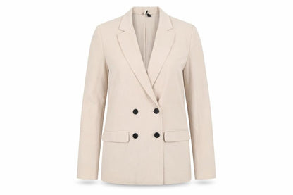 Topshop Women's Beige Double-Breasted Blazer Size 10